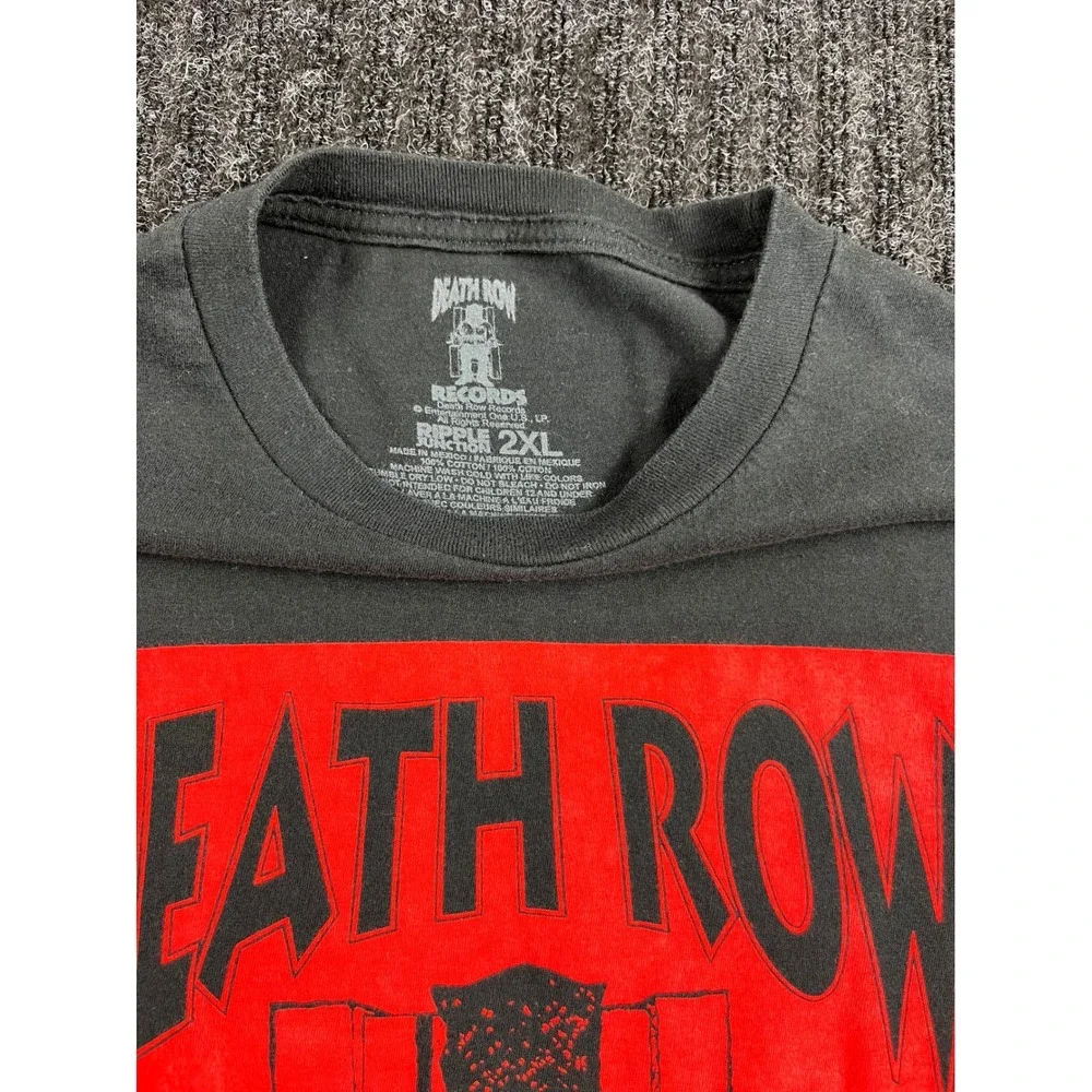 Death Row Records Graphic T-Shirt Mens Charcoal Gray Red Logo Hip Hop Streetwear
